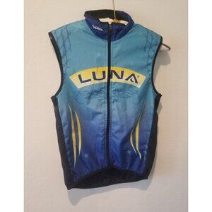 Sugoi Men's Luna Cycling Vest Jacket Full-Zip Small Mesh Back Blue Pockets